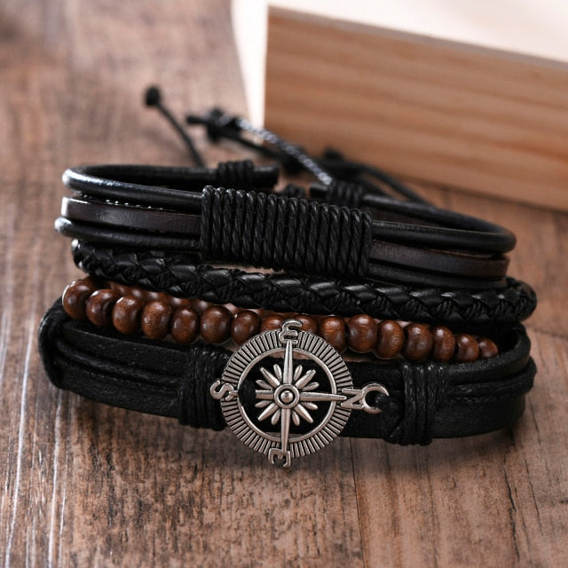 Leather split wrap bracelet, natural leather or black leather with gol –  Notch Leather Goods
